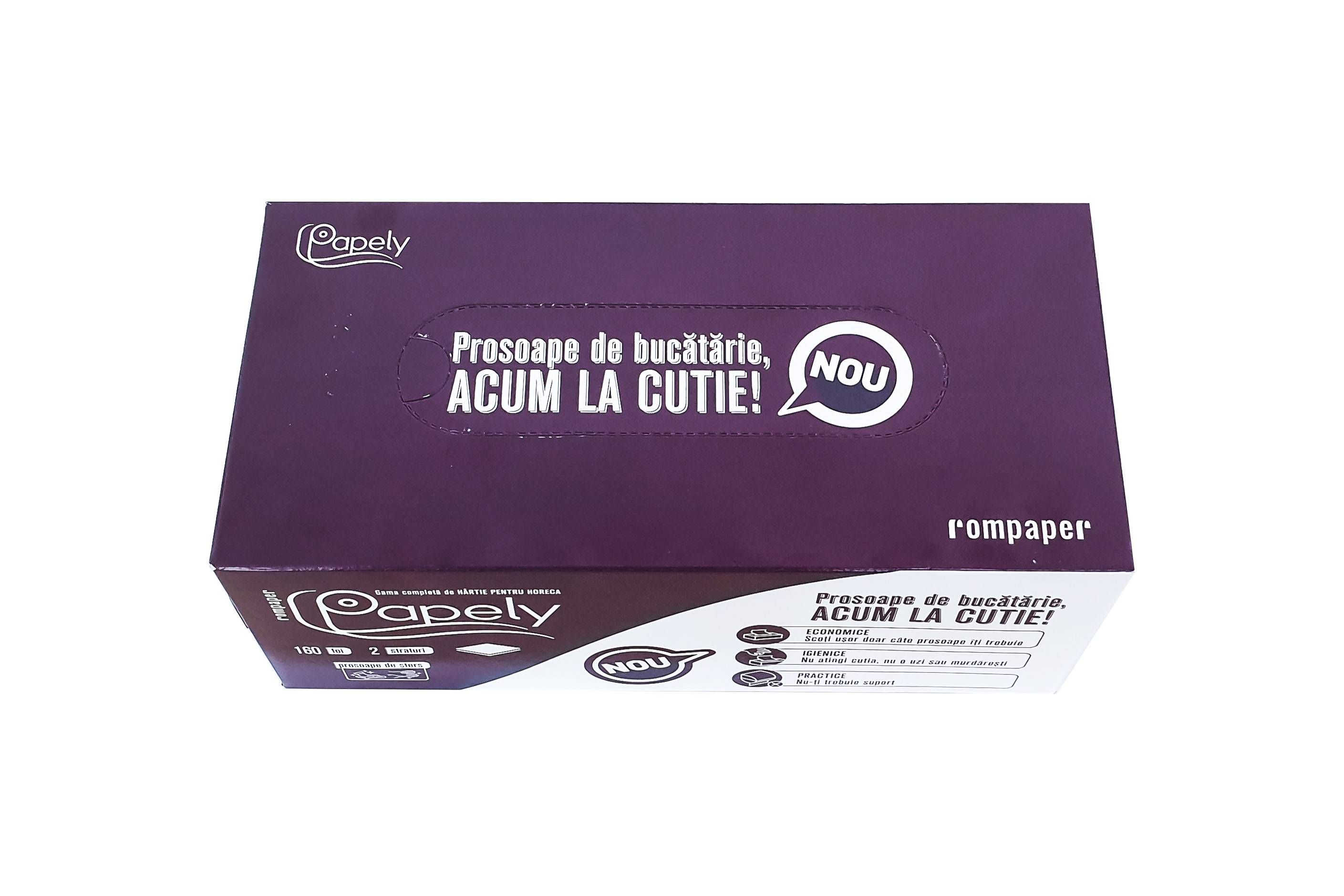 Prosoape hartie bucatarie 2 straturi  160 bucati/cutie  Papely